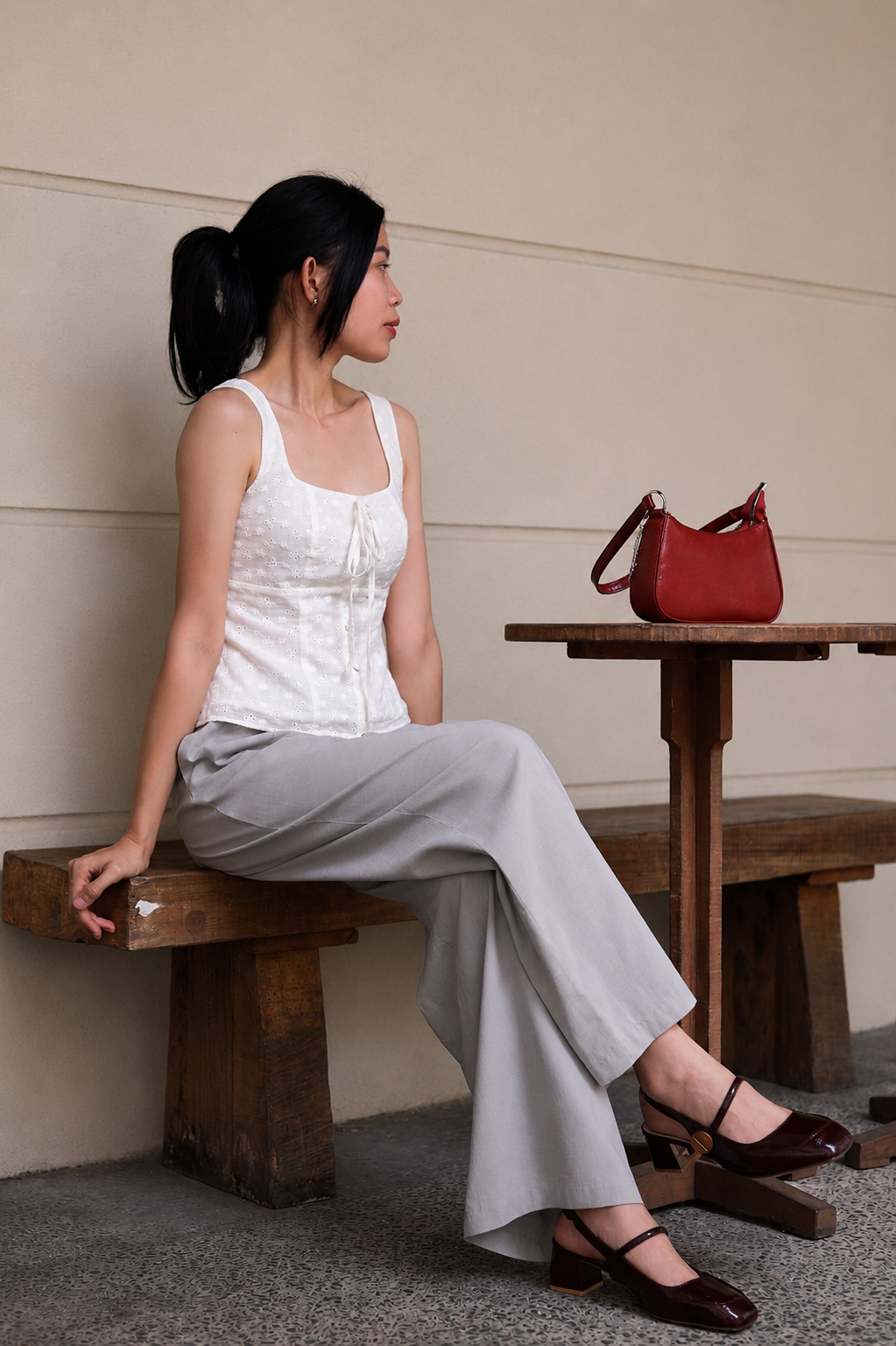 Amelie Tie-Front Eyelet Top - White