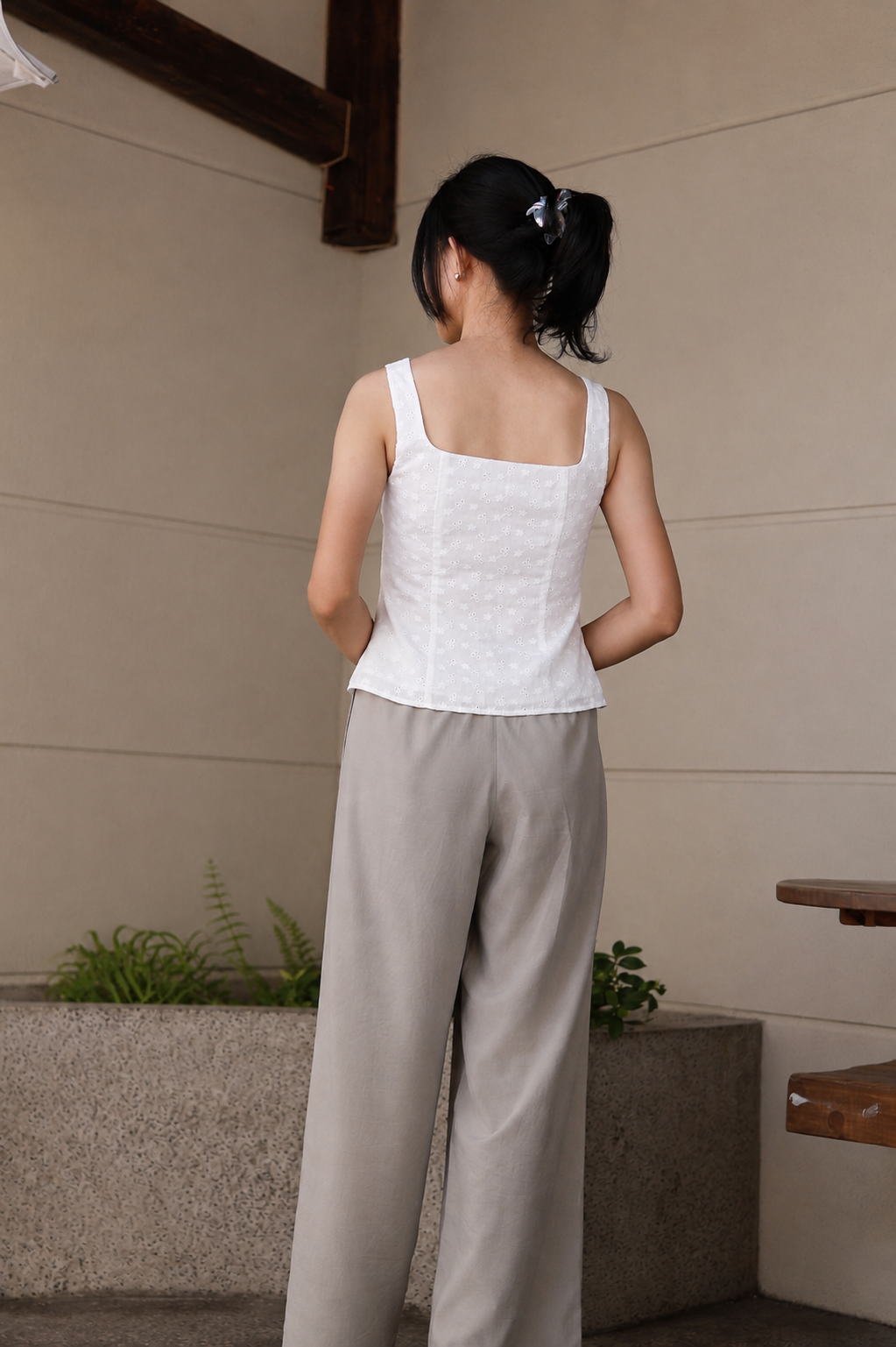 Amelie Tie-Front Eyelet Top - White