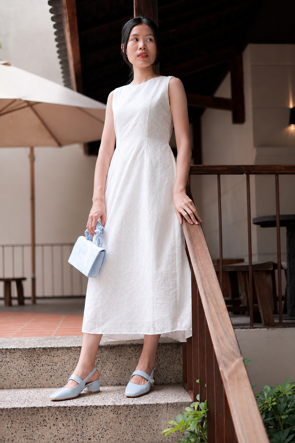 Celeste Eyelet Midi Dress - White