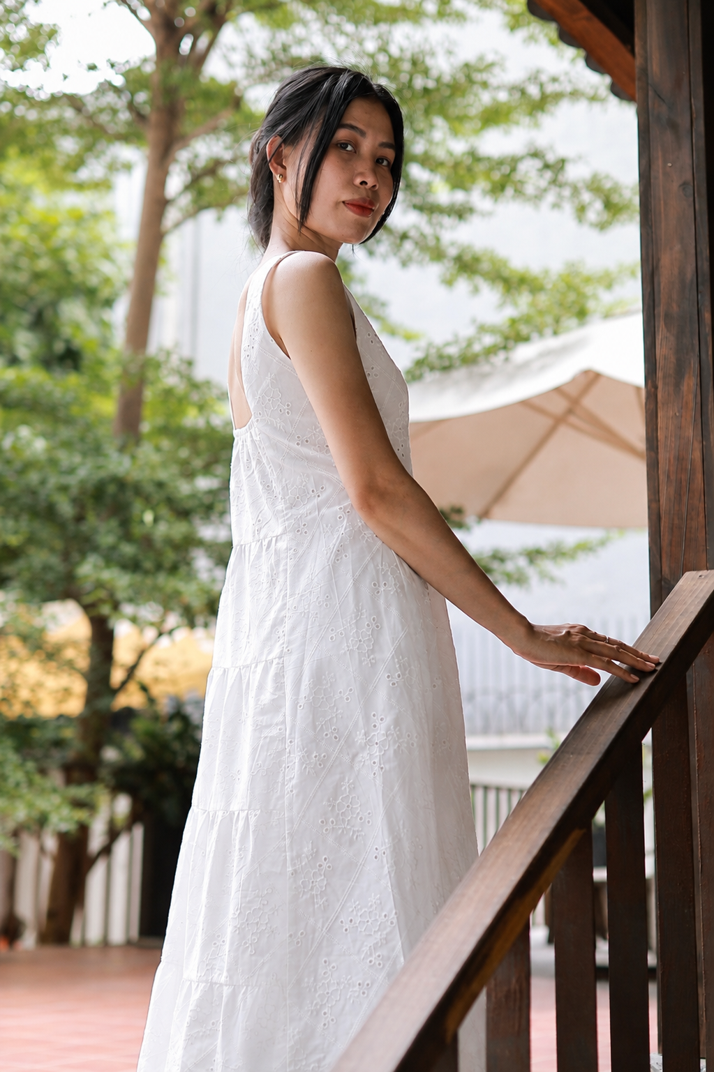 Celeste Eyelet Midi Dress - White