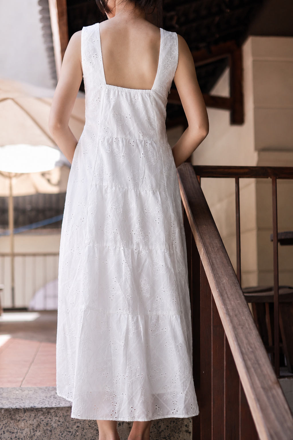 Celeste Eyelet Midi Dress - White