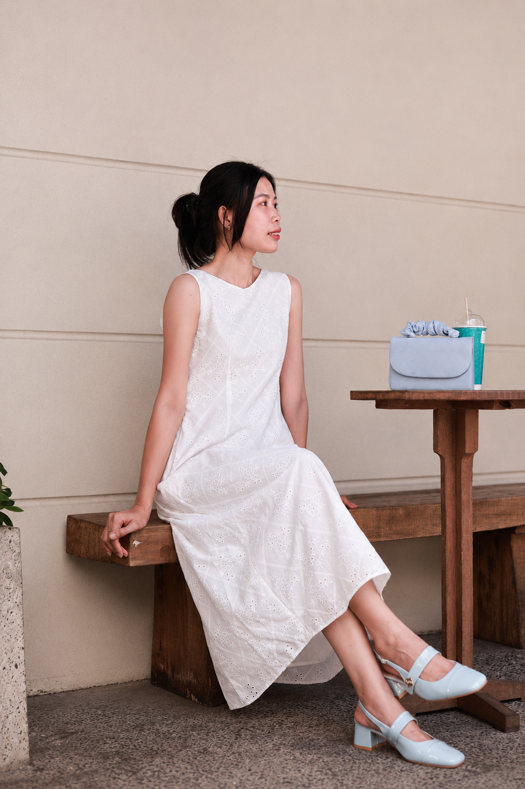 Celeste Eyelet Midi Dress - White