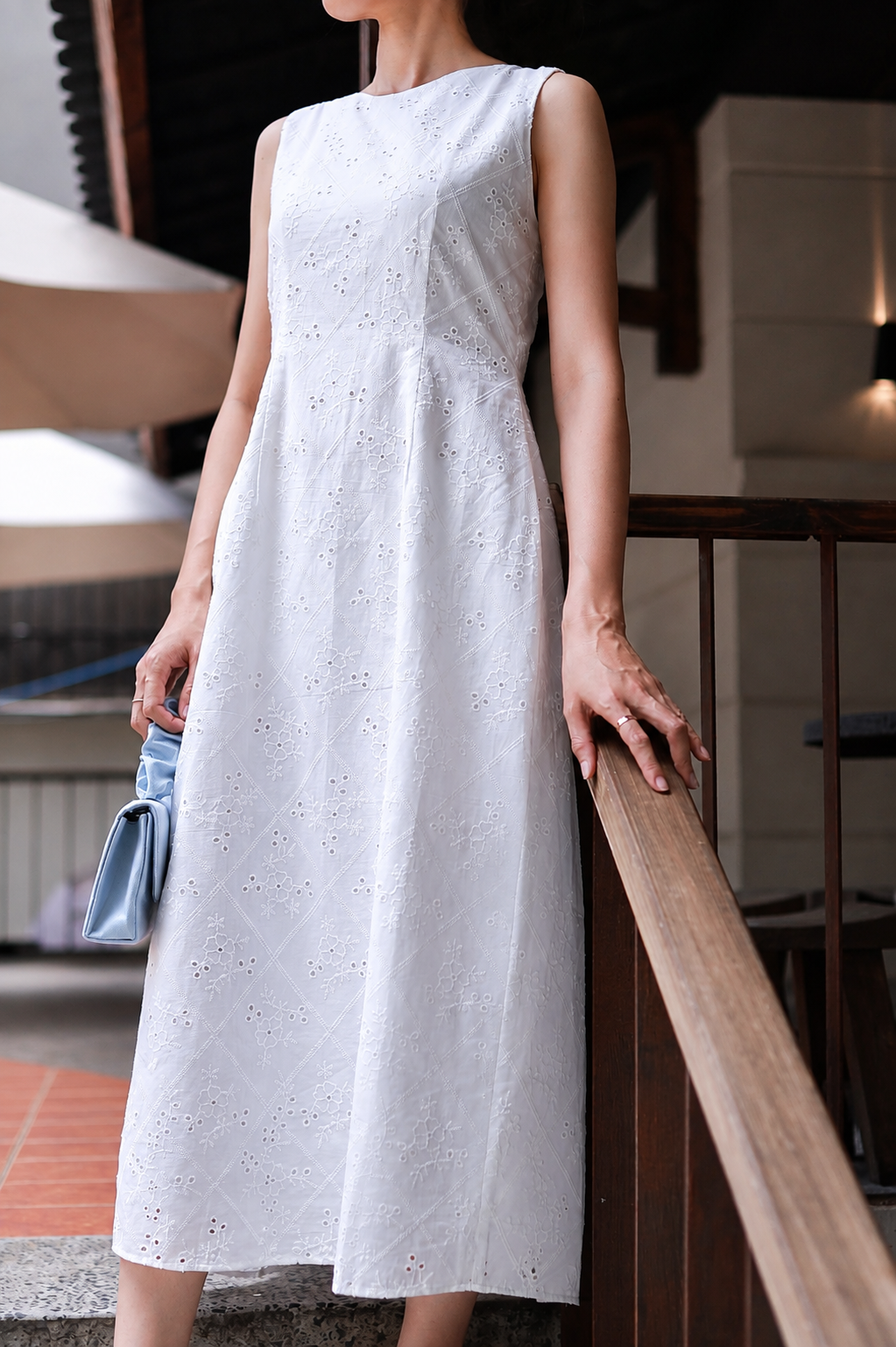Celeste Eyelet Midi Dress - White